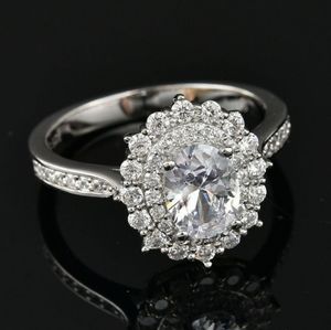 NWT Lustro Stella AAA Diamond Double Halo Ring in Platinum over Sterling Silver